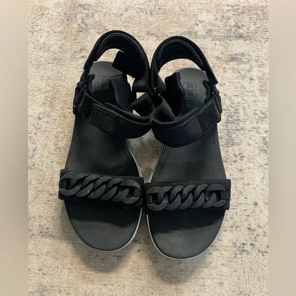 FitFlop Heda Chain Slide Backstrap Sandals - Black - Picture 1 of 3